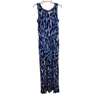 3757)Calvin Klein Sleeveless Adritc.Blue Tie Die Drawstring waist Jumpsuit Sz 10